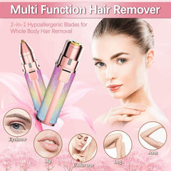 2-in-1 Rechargeable Eyebrow and Facial Hair Trimmer – Painless Flawless Shaver for Women, Smooth Hair Remover & Precision Eyebrow Groomer